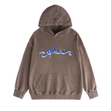 Amiri washed hoodie blue color art word printing washed and distressed
