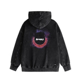 Amiri washed hoodie splattered colorful ring distressed printing
