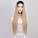 Women's Wigs Lace Chemical Fiber Headgear Small Lace Medium Split Long Straight Hair Wigs