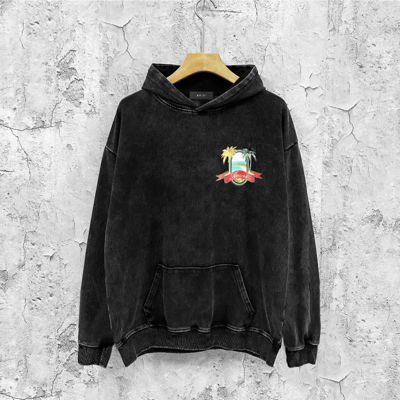 Amiri washed hoodie mirrored distressed printing