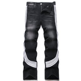 Mens Fashion Jeans White stripes 5725#