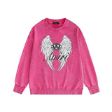 Amiri washed sweatshirt wing crown printing washed and distressed