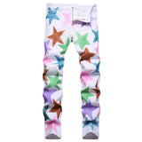Mens Fashion Jeans Colorful star prints 1319#