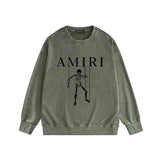 Amiri washed sweatshirt skull puppet printing washed and distressed