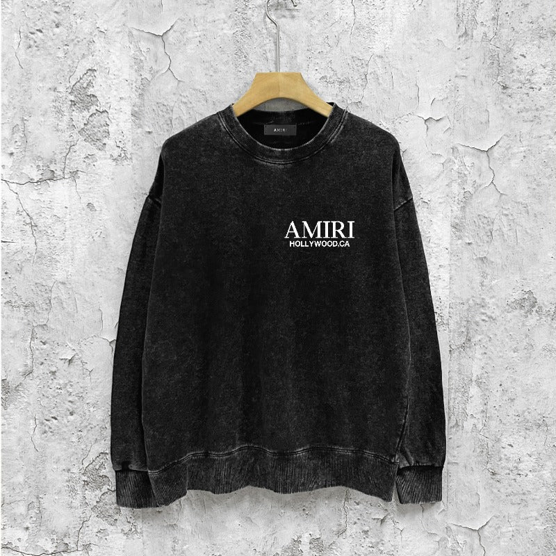 Amiri washed sweatshirt skeleton letter print washed old