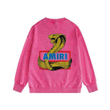 Amiri washed sweatshirt king cobra gold printing washed and distressed