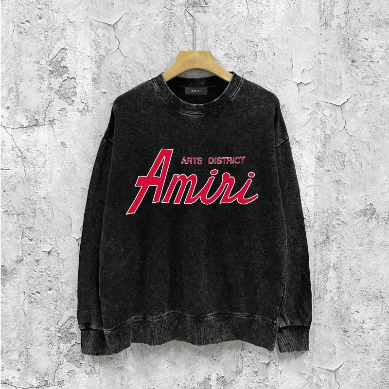 Amiri washed sweatshirt stroke pure letterprinting washed and distressed