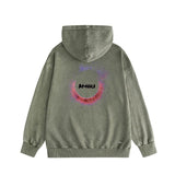 Amiri washed hoodie splattered colorful ring distressed printing