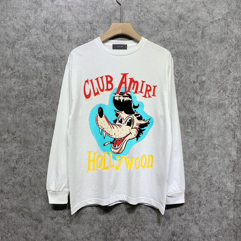 Amiri long sleeve shirts with gray wolf print