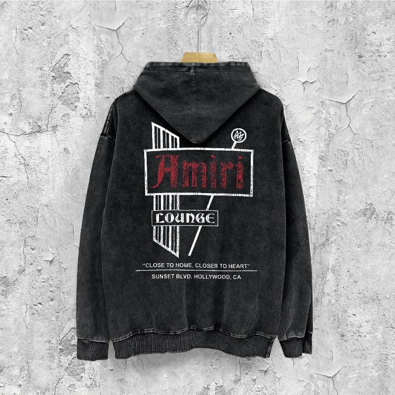 Amiri washed hoodie letter sign distressed printing