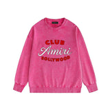 Amiri washed sweatshirt hollywood club printing washed and distressed