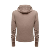 Men long sleeved shirt k retro street niche style deconstructed patchwork design men's fitted stretch hooded