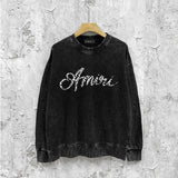Amiri washed sweatshirt silver ring snake letterprinting washed and distressed
