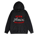 Amiri washed hoodie hollywood club distressed printing