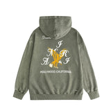 Amiri washed hoodie hollywood eagle distressed printing