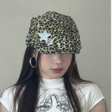 Y2k hot girl hat heavy industry retro star leopard print forward hat casual beret
