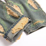 Mens Fashion Jeans Destroy embroidery thread balls 5721#
