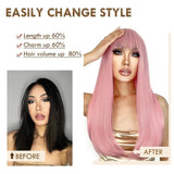 Women's Wigs Straight Bangs Long Straight Heat-Resistant Wig