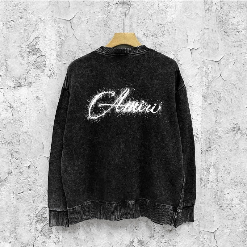 Amiri washed sweatshirt gypsophila printing washed and distressed