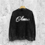 Amiri washed sweatshirt gypsophila printing washed and distressed