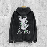 Amiri washed hoodie angel distressed printing