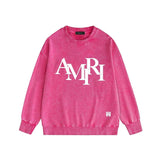 Amiri washed sweatshirt with overlapping letters and foam printing washed and distressed