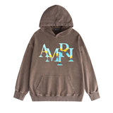 Amiri washed hoodie gradient overlapping letter washed distressedprinting