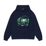 Amiri hoodie green leaf letter print