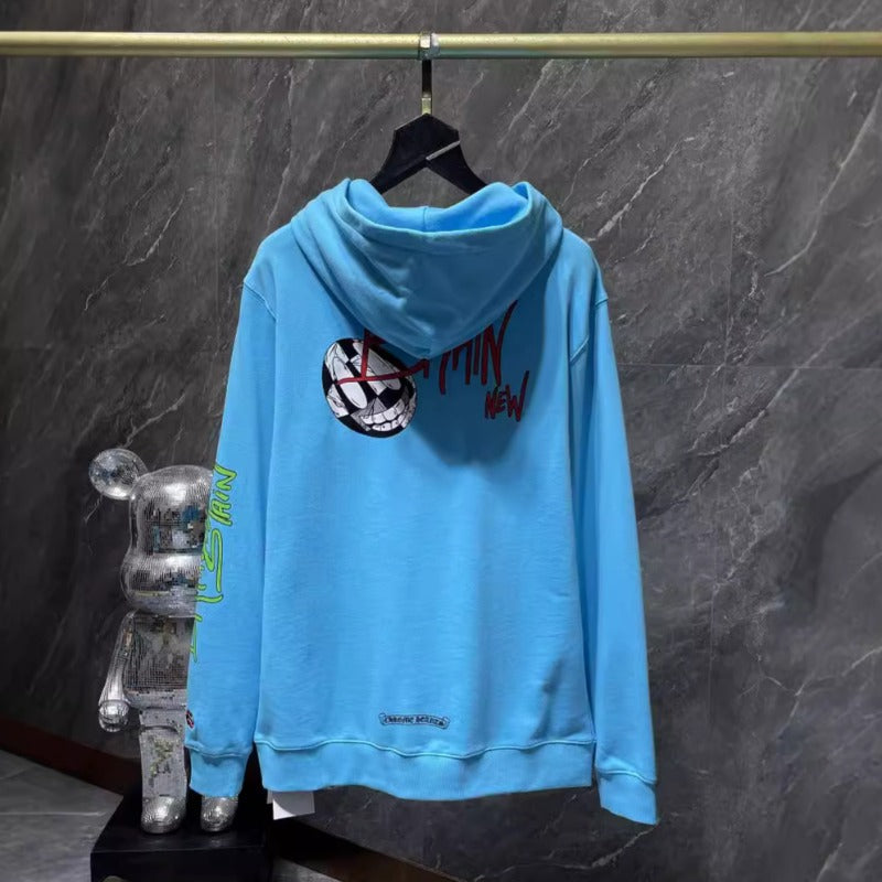 Chh Chrome Hearts Hoodie Autumn/Winter Sanskrit Alphabet Graffiti Embroidery Mouth Print Casual Loose Hooded Sweater