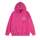 Amiri washed hoodie bone crack star distressed printing