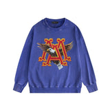 Amiri washed sweatshirt oil painting flying eagle printing washed and distressed
