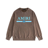 Amiri washed sweatshirt colorful letter horizontal stripsprinting washed and distressed