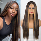 Women's Wigs Middle Part Straight Lace Front Wig