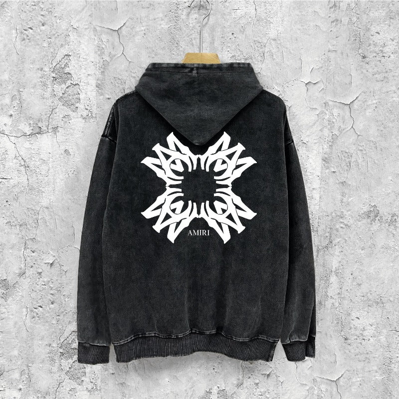 Amiri washed hoodie simple letter group washed distressed printing