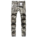 Mens Fashion Jeans Wrinkled snake pattern 583#