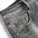 Mens Fashion Jeans Black and gray color blocking 5706#