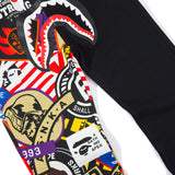 Bathing Ape Pants Shark Head Color Graffiti Splicing Sweatpants