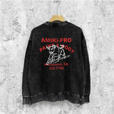 Amiri washed sweatshirt bull printing washed and distressed