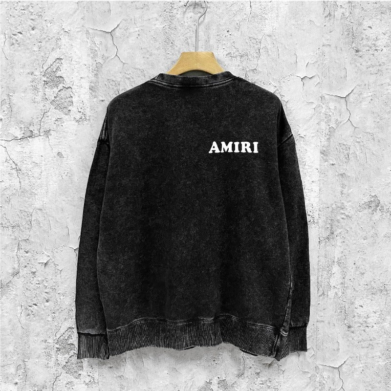 Amiri washed sweatshirt fat letter printing washed and distressed