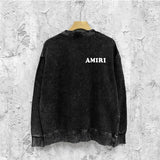 Amiri washed sweatshirt fat letter printing washed and distressed