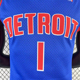 NBA Jerseys MN Fan Edition hot-pressed retro jersey, Pistons 200809 season, blue No. 1, Iverson