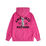 Amiri washed hoodie wolf music hand-made distressed printing