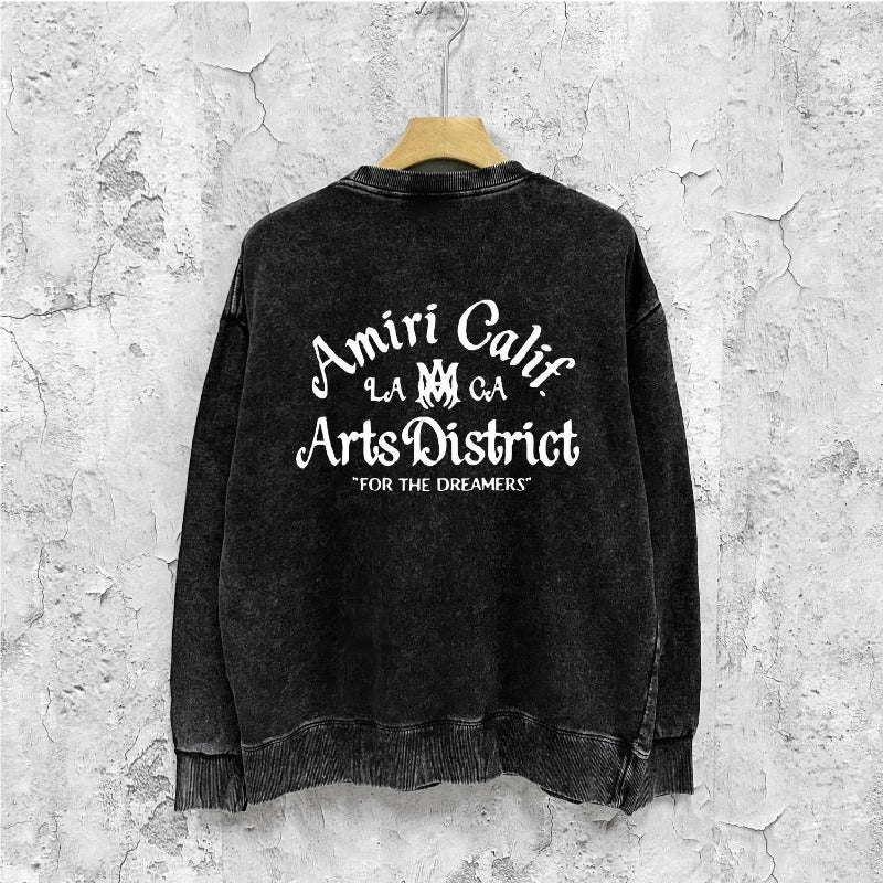 Amiri washed sweatshirt la limited art word printing washed and distressed