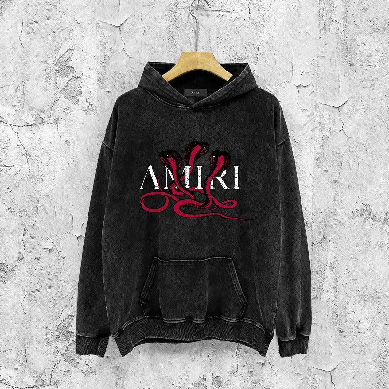 Amiri washed hoodie new font cobra washed distressed printing