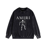 Amiri washed sweatshirt skull puppet printing washed and distressed