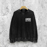Amiri washed sweatshirt wolf music hand printed washed and distressed