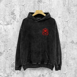 Amiri washed hoodie flower shield distressed printing