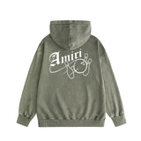 Amiri washed hoodie bowling distressed print