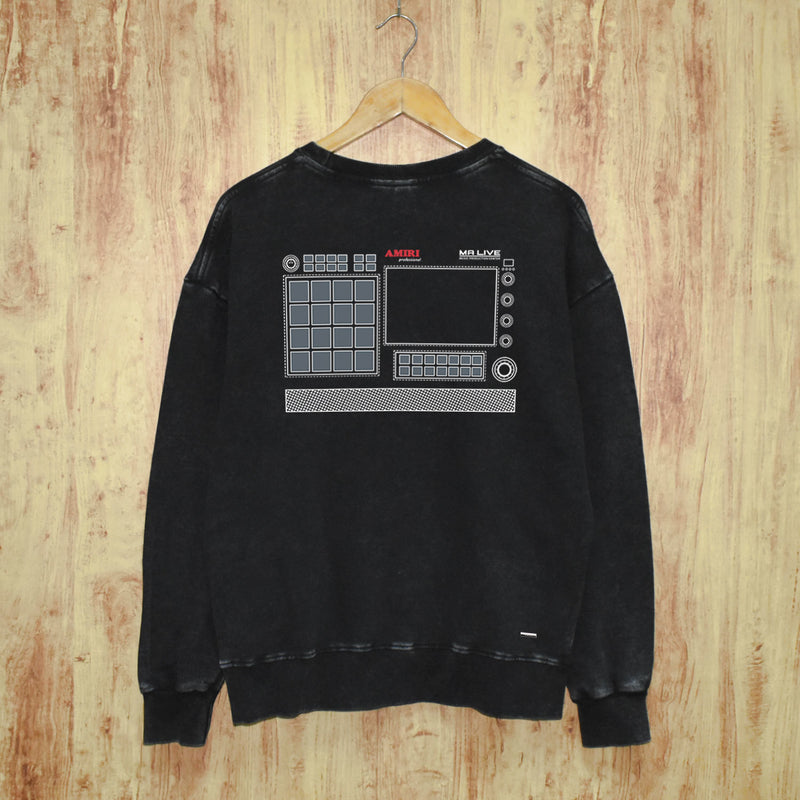 Amiri washed sweatshirt tv channel printing washed and distressed