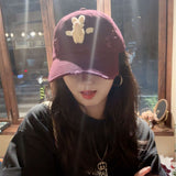 Y2k hot girl hat heavy industry cartoon rabbit washed hole baseball cap outdoor sunshade peaked cap